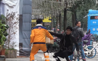 恶搞路人装熊视频，人扮熊搞笑视频